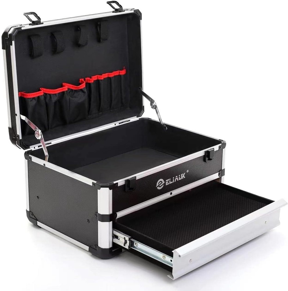 Compact Silver Tool Box with Bearing Slide Drawers - Organized Storage Solution