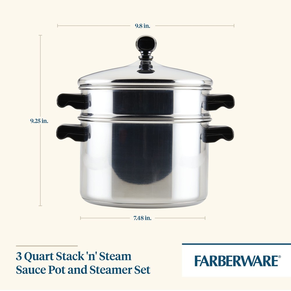 Farberware Classic Series Sauce Pot Steamer Insert, Saucepot 3 Quart, Silver