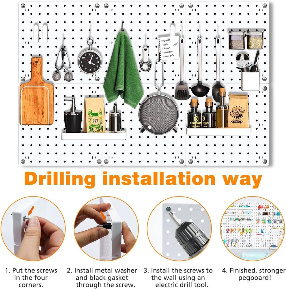 6Pcs Pegboard, Peg Board, Pegboard Wall Organizer, Mount Display Pegboard Kit...