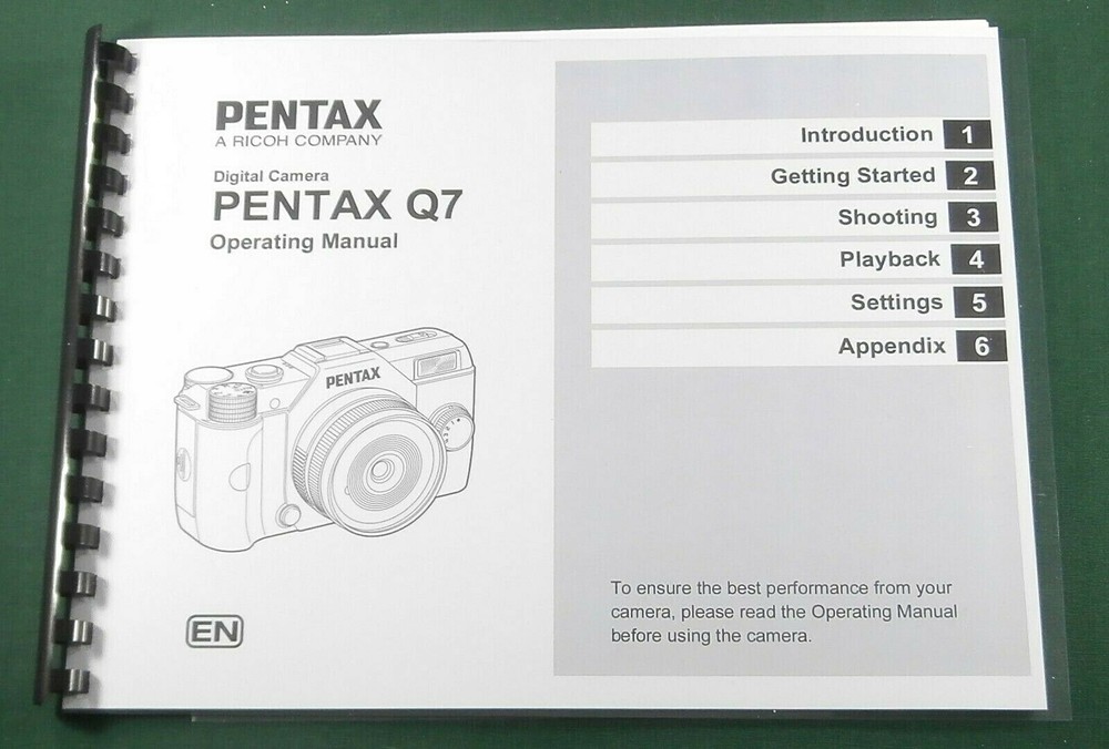 Pentax Q7 Operating Manual: 100 Pages & Protective Covers!