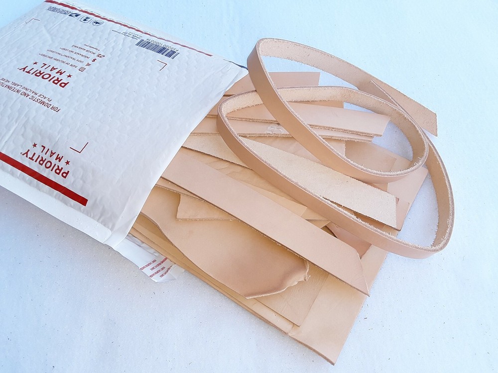2 Pounds Veg Tan Tooling Leather - Assorted Pieces