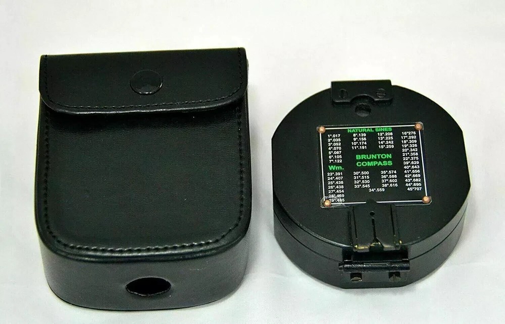 100% Working Brass Brunton Pocket Transit Compass With Leather Case