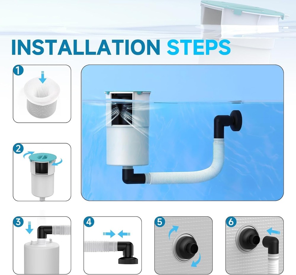 Surface Float Skimmer for Above Ground Pools No Installation Automatic Filter...