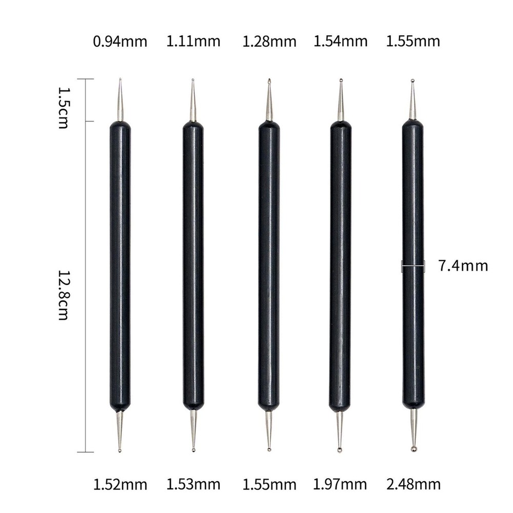 5x Pottery Dotting Tools Double Ended Nail Art Dotting Pen