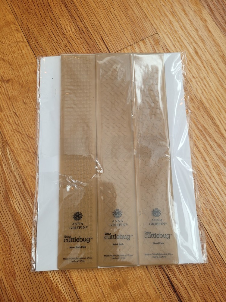 ANNA GRIFFIN Cuttlebug Path Embossing Folder Strips Brick Floral River Rock 3pcs