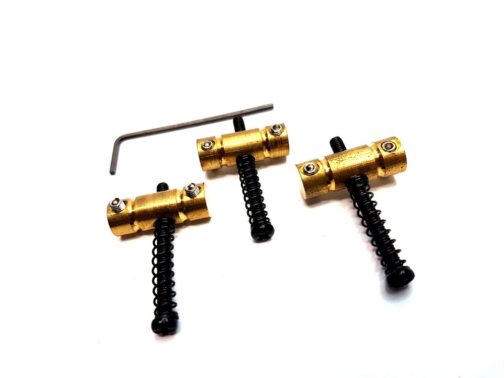 3 pcs Brass Telecaster Bridge Saddle Black Screws & Spring for Fender
