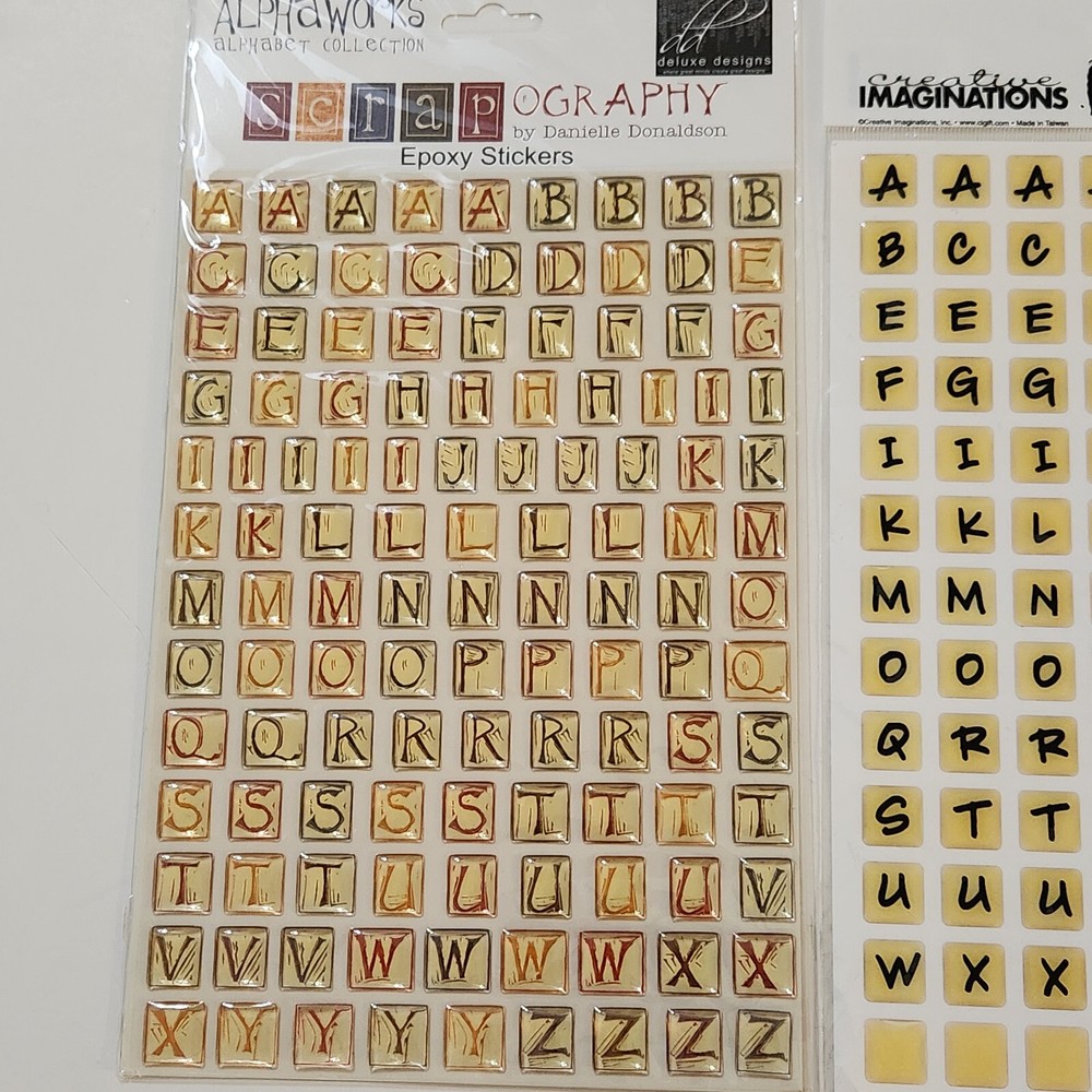 NEW 2 Pkgs Epoxy Letters Alphabet Alphaworks Creative Imaginations Stickers -G