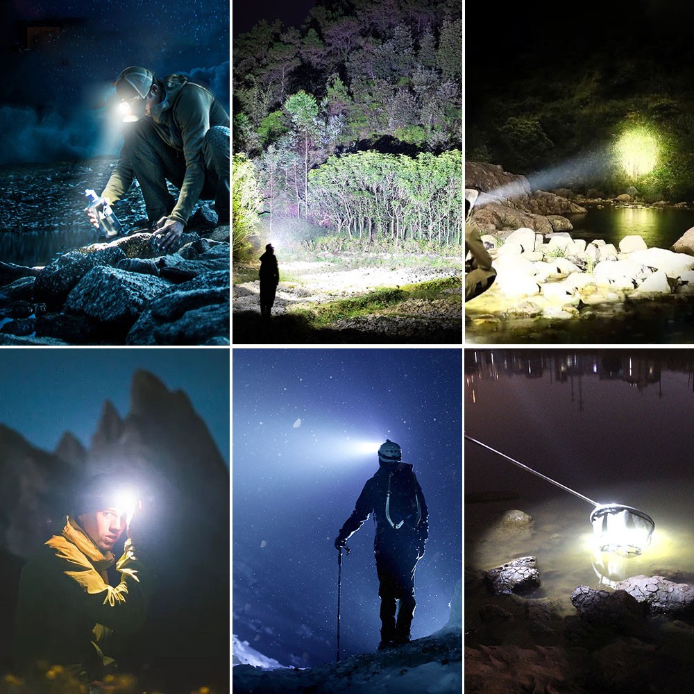 White LED Rechargeable Headlamp Lighting Zoomable with Motion Sensor