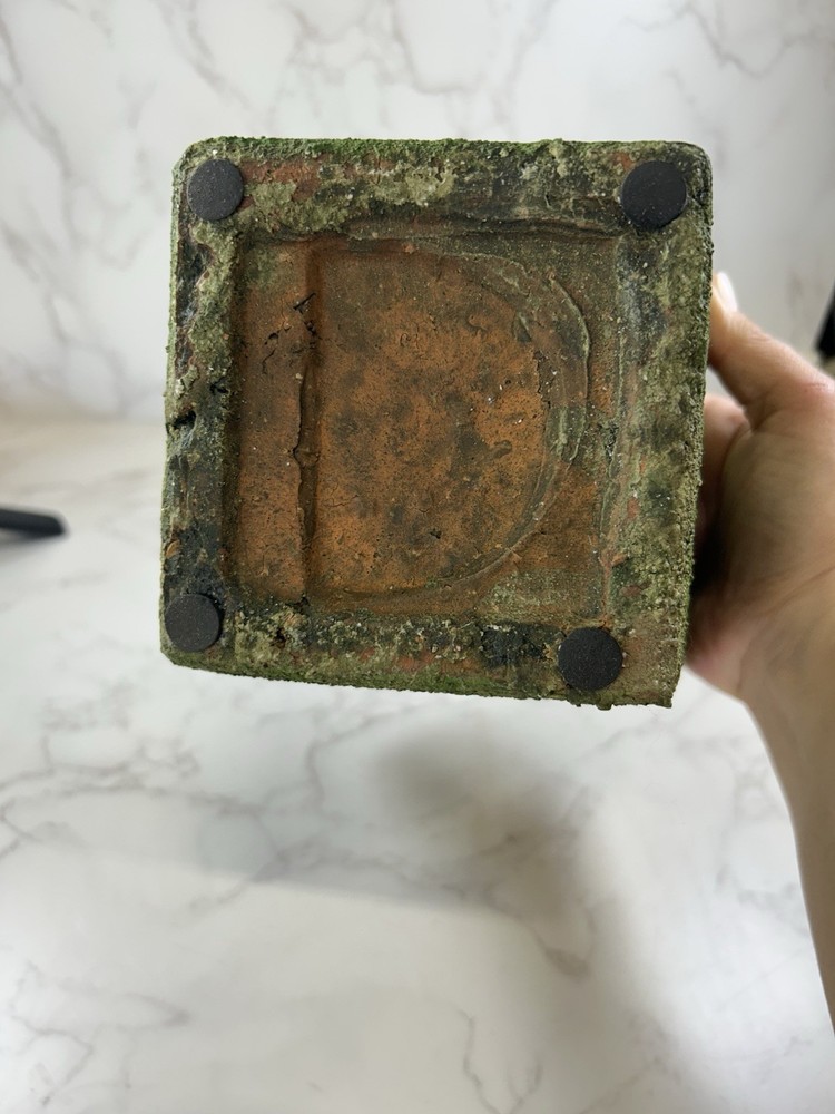 Square Mossed Stoneware Pottery Planter Flower Pot