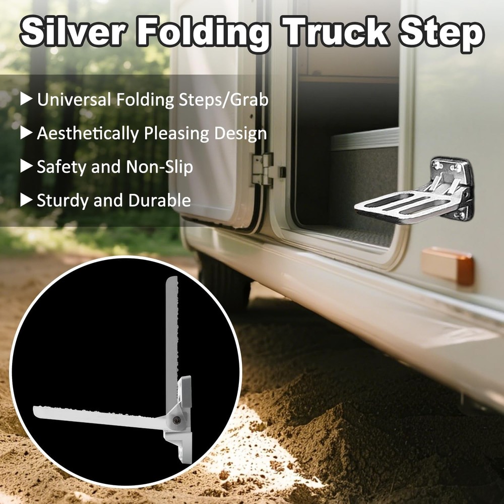 FS2797CH Large Chrome-Plated Folding Step for Trailers, RVs, Buses, Boat, Camper