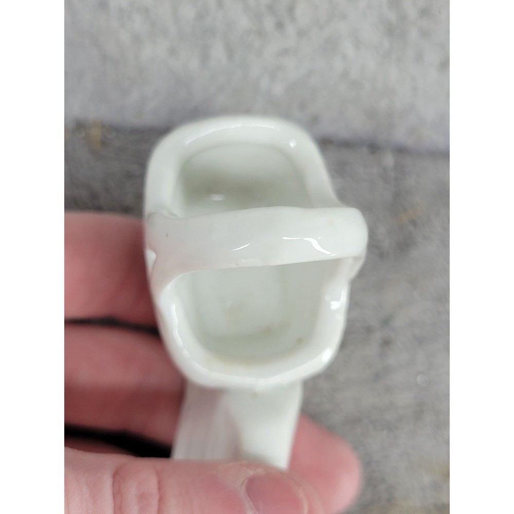 Small White Ceramic Basket Floral Name Plate Accessory