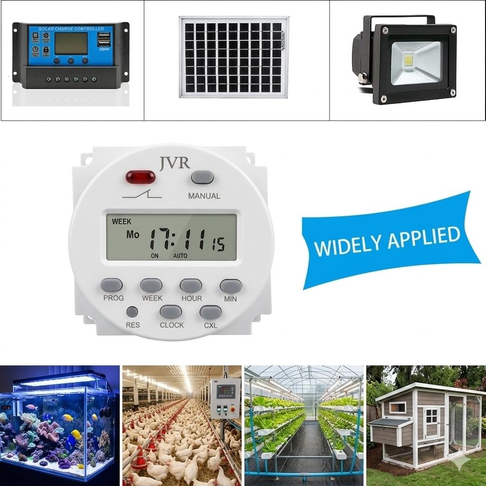 12V Timer Switch - Programmable, DC/AC/Solar Battery Powered | 12 Volt White