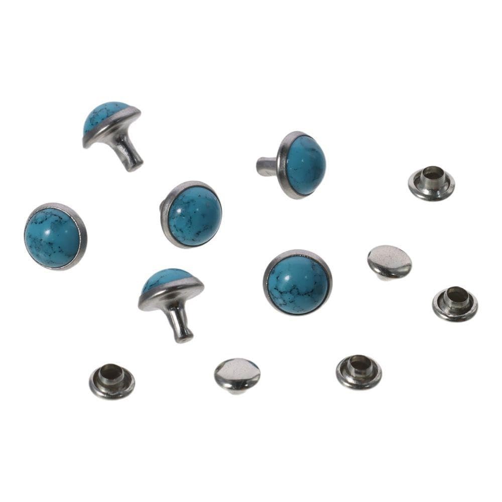 Blue Turquoise Rapid Rivets Studs DIY Leather Craft Belt Boots Jacket 100 Sets