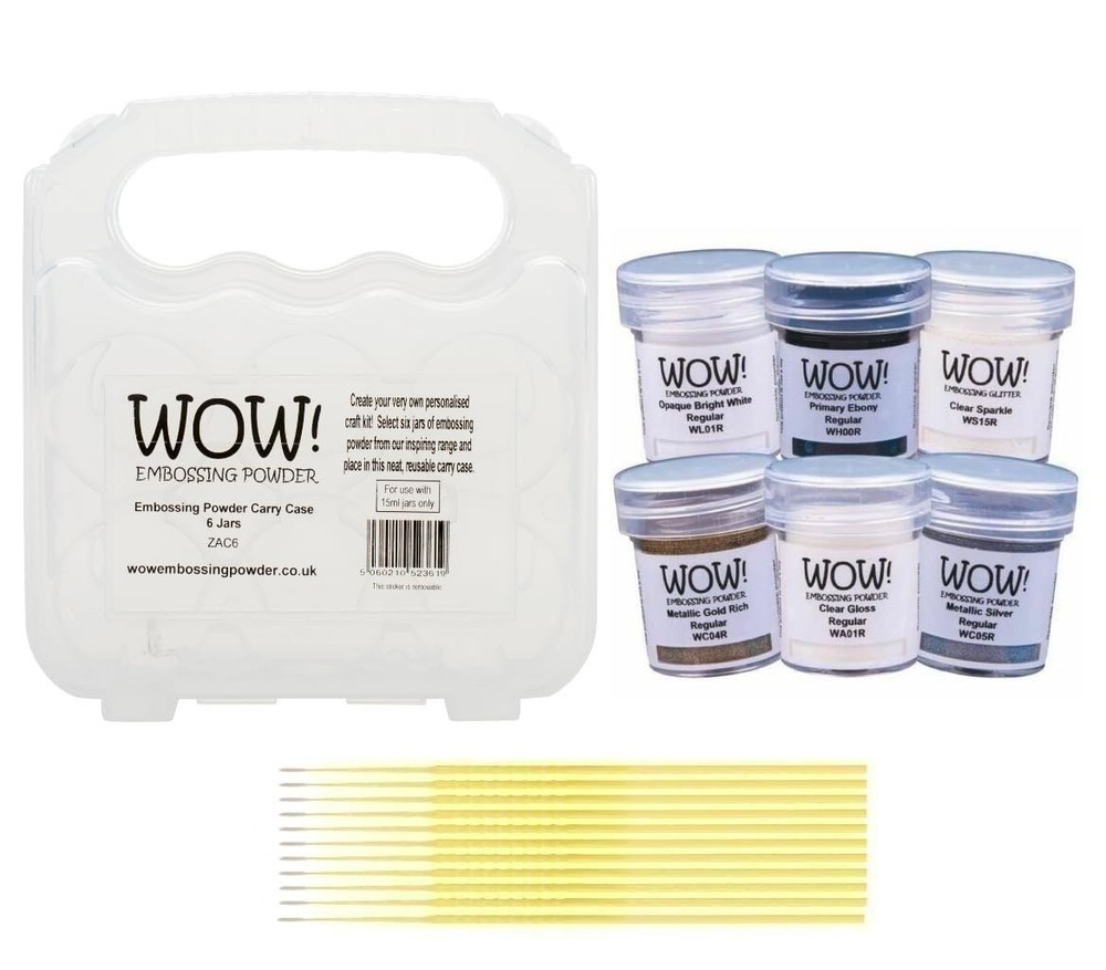 Trebbies Wow! Embossing Powder Bundle - The 6 Essentials (Gold Metallic, Silver