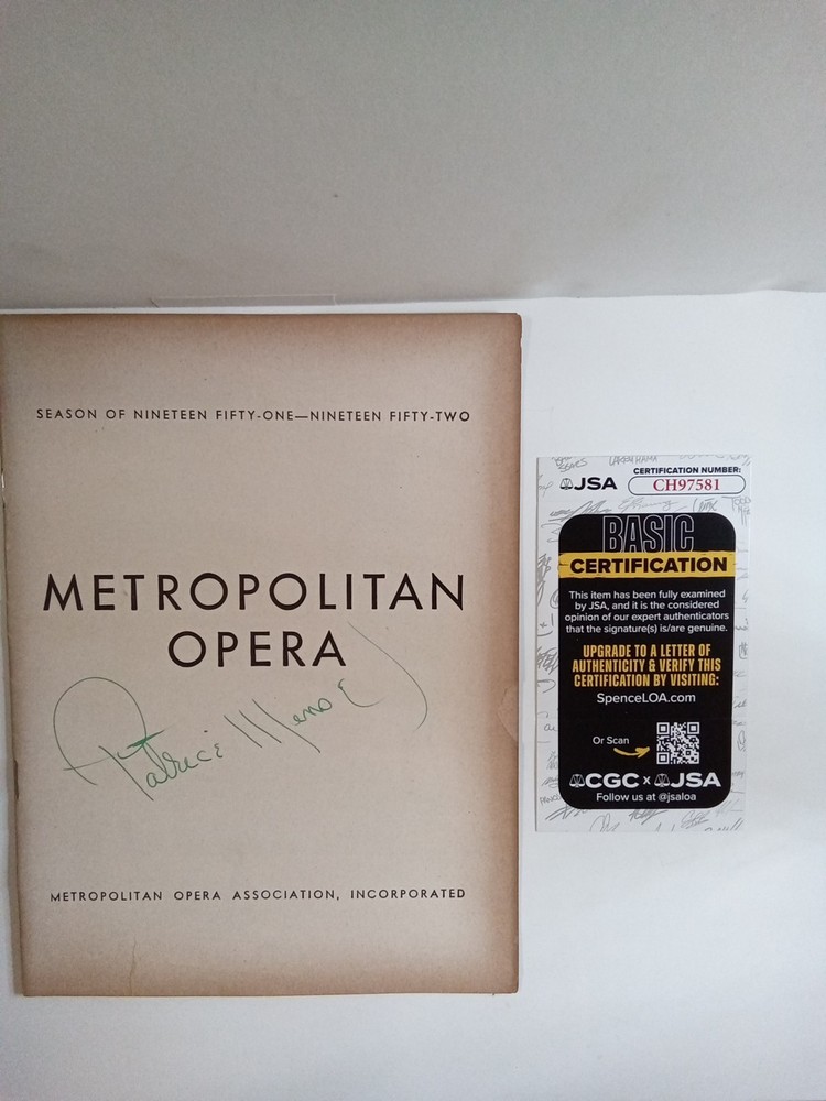 Patrice Munsel Metropolitan Opera Legend Signed Opera Program JSA