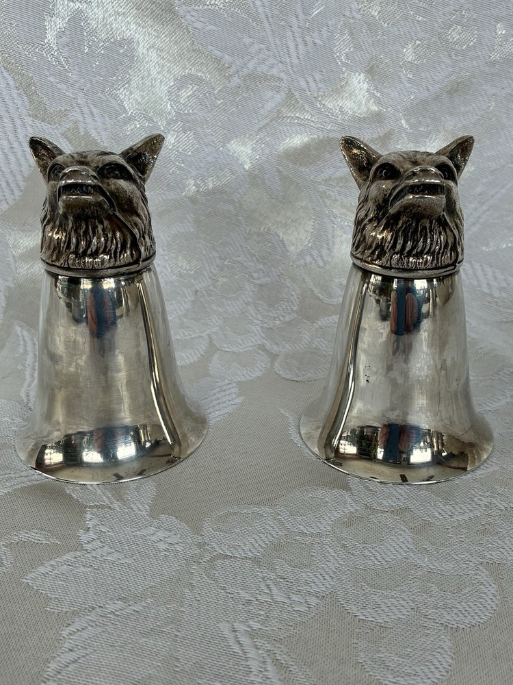 2 Small Vintage Silver Plated Fox Stirrup Riding Cups