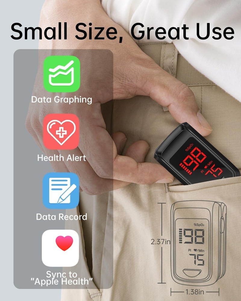 Sport-Ready Bluetooth Pulse Oximeter with Real-time Data & App Compatibility