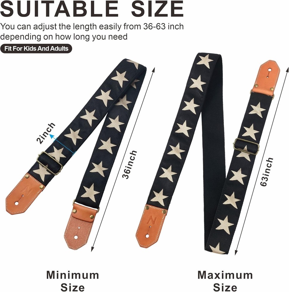 Cool Woven Guitar Strap -Cotton Guitar Straps with Thicked First Layer Vegeta...