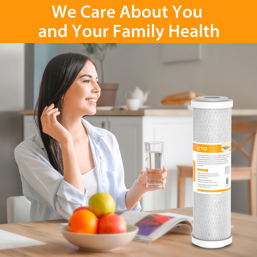 1-4 Pack 5 Micron 10"x2.5" CTO Carbon Block Water Filter Cartridges Replacement