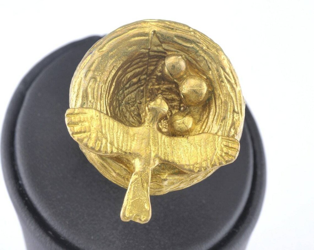 Bird Nest Adjustable Ring Raw brass (18mm 8US inner size) 2737