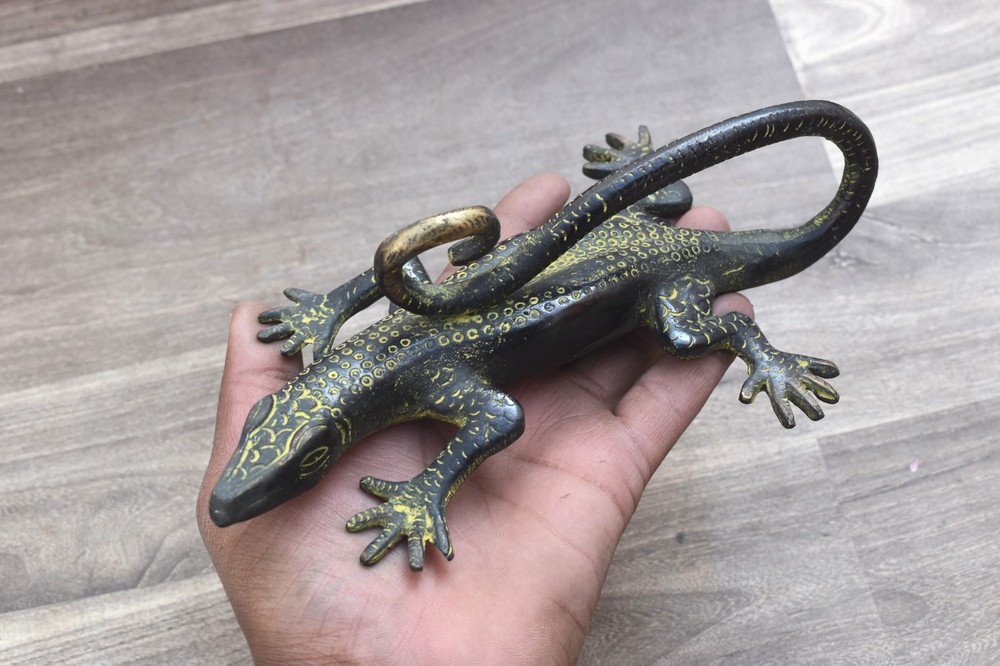 Vintage Brass Door Handle pull Lizard Heavy Gate Pull Handle Table Decor statue