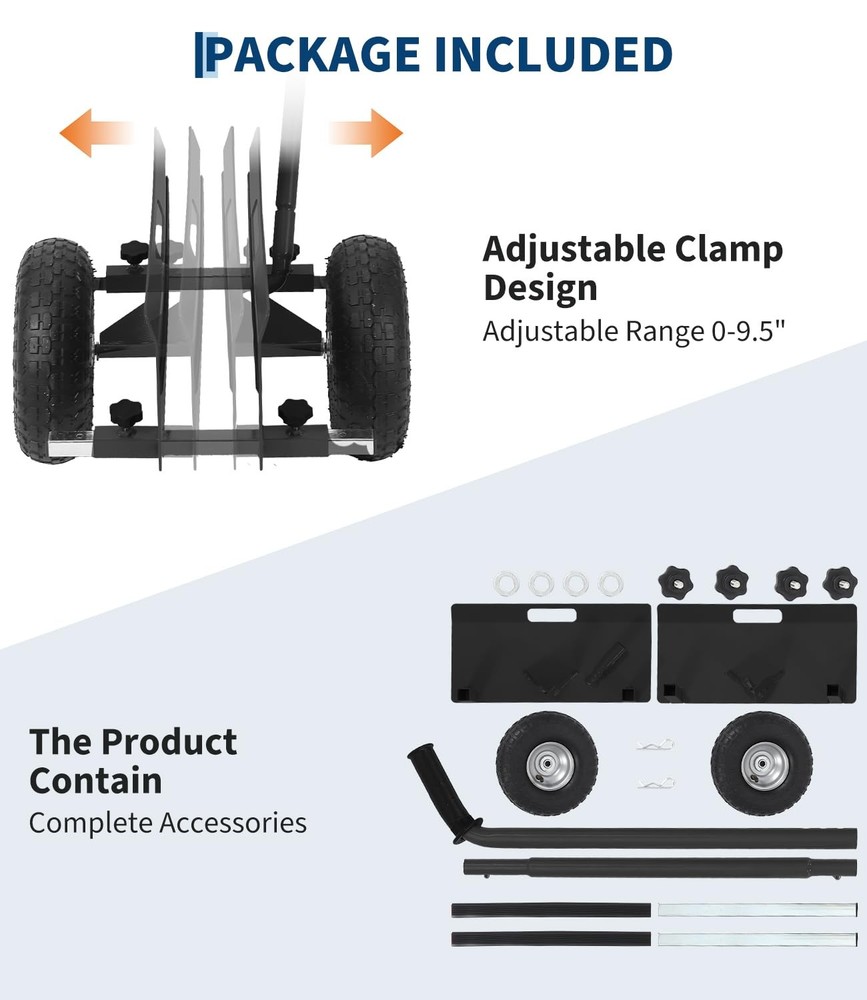 Panel Dolly with Extended Handle 660LBS, 10" Solid Rubber Wheels Drywall Cart