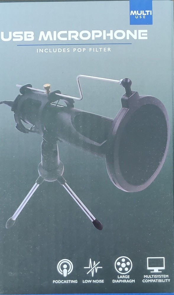 Portable USB Microphone with Special Pop Filter Included