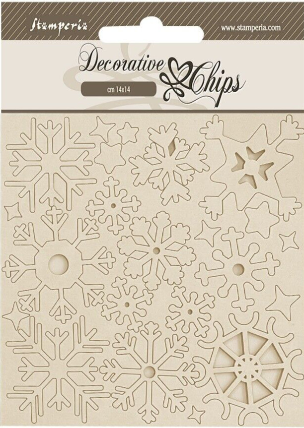Stamperia DECORATIVE CHIPS - 5.5" x 5.5" - DEWDROPS - SNOWFLAKES