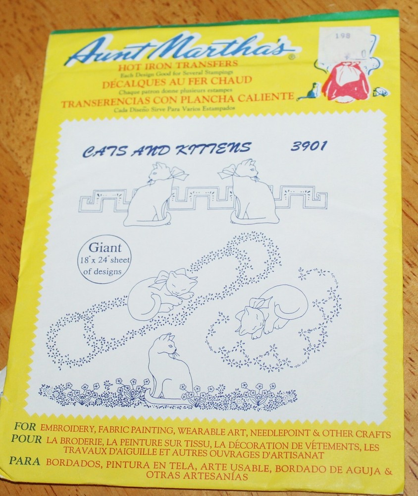Colonial Patterns: AUNT MARTHA'S IRON-ON TRANFERS - CATS & KITTENS #3901 Unused