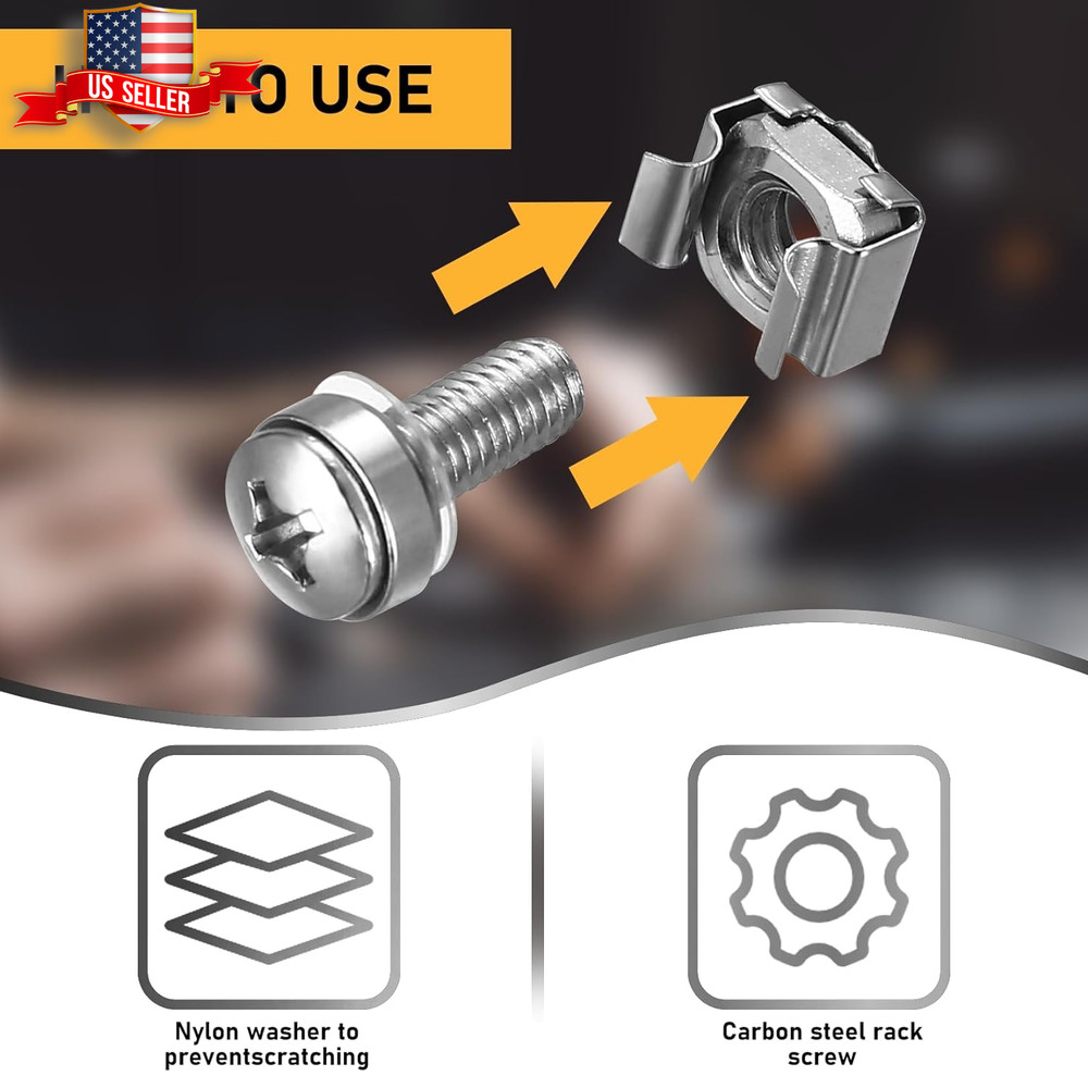 110 Pcs/55 Set Rack Mount Screws and Cage Nuts for Rack Mount Server