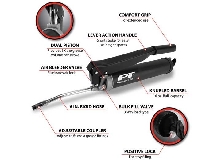 Performance Tool W54296 High Volume Lever Action Grease Gun