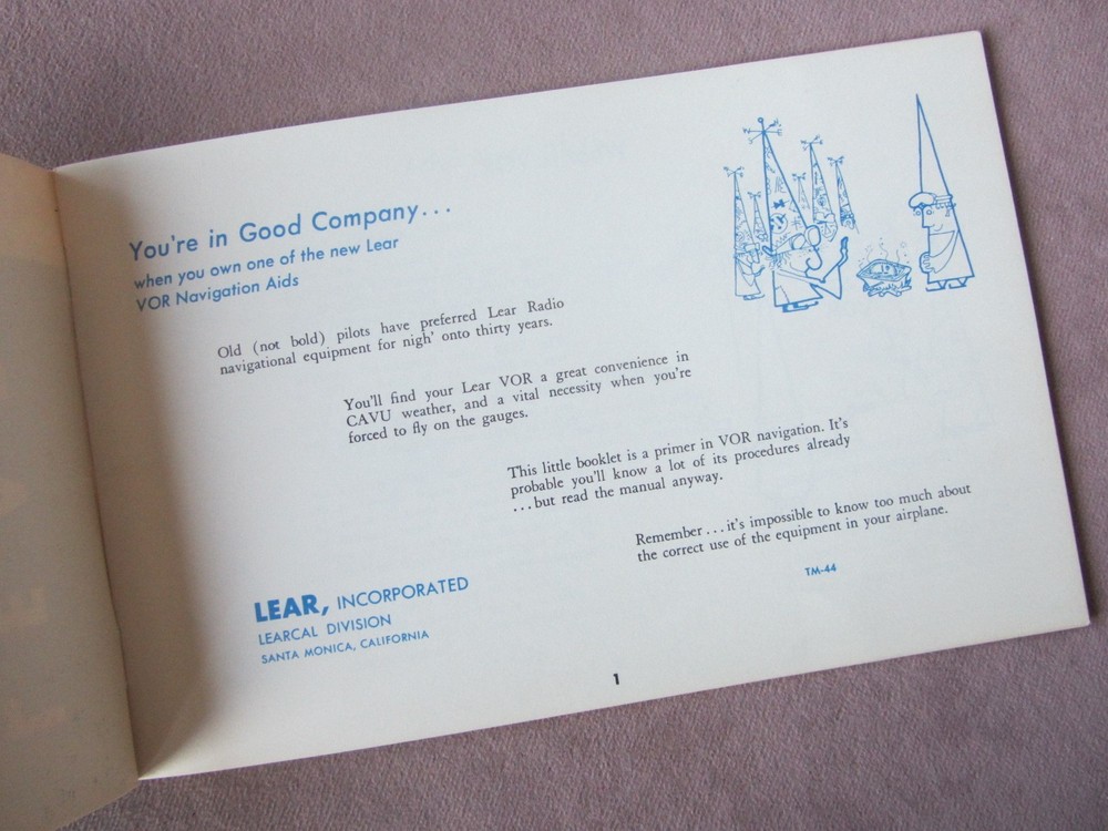 1960s How to Fly New VOR Navigation Aid Lear Booklet Primer Airplane Lear Models
