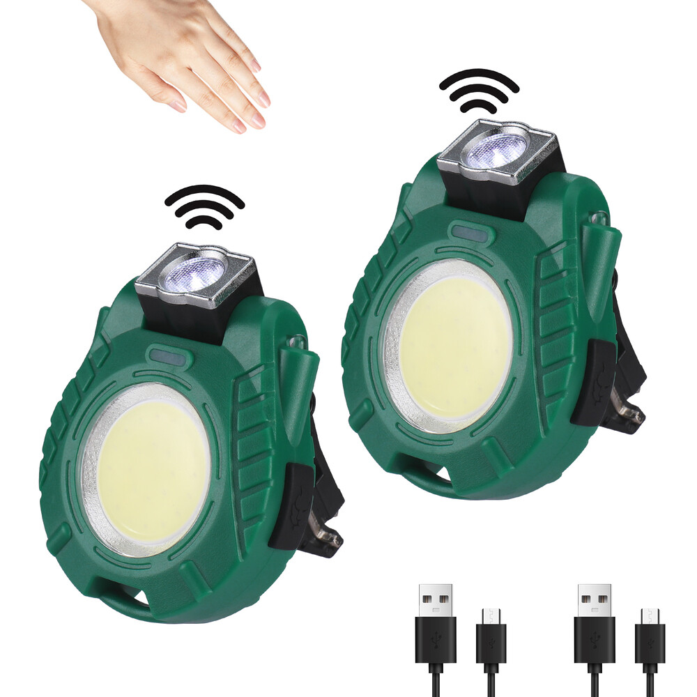 EverBrite 2Pack Rechargeable COB Keychain Work Light Magnetic Flashlight 6 Modes