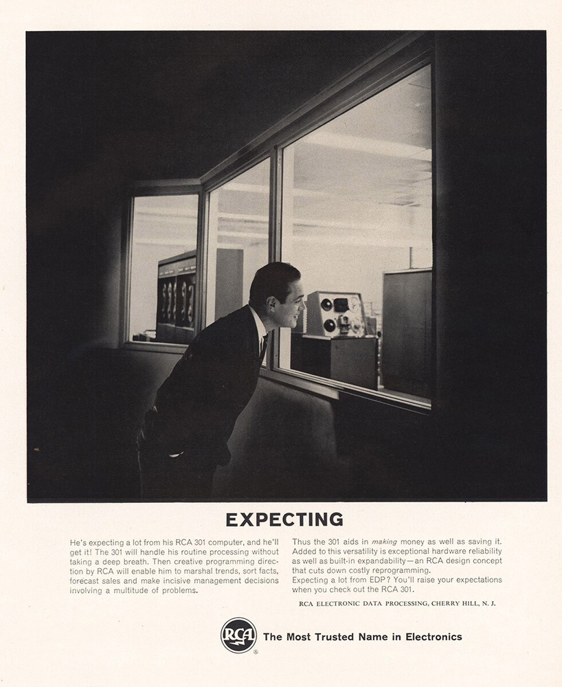 1963 RCA 301 Computer: Expecting Vintage Print Ad