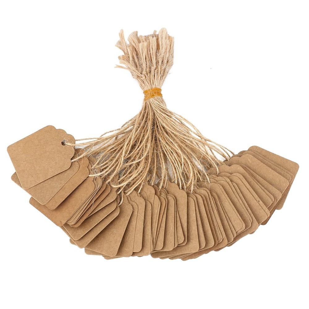 500 Pcs Kraft Price Tags with String Writable Display Labels for DIY Crafts Arts