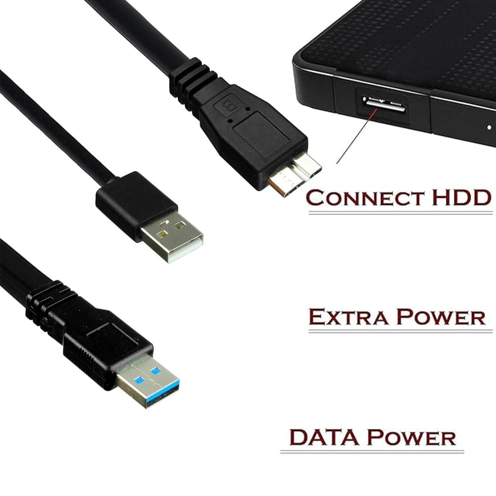 50cm USB 3.0 Y Power Data Cable Cord Lead for Seagate External Hard Drive Disk