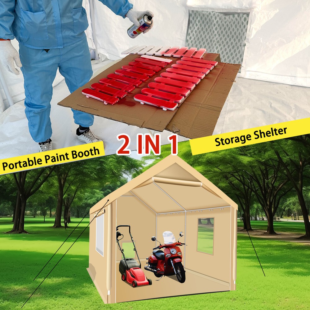 Rainproof Portable Paint Booth 10X10X9FT Spray Booth with Replaceable Floor
