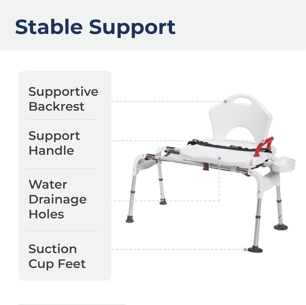 Folding Universal Sliding Transfer Bench - White