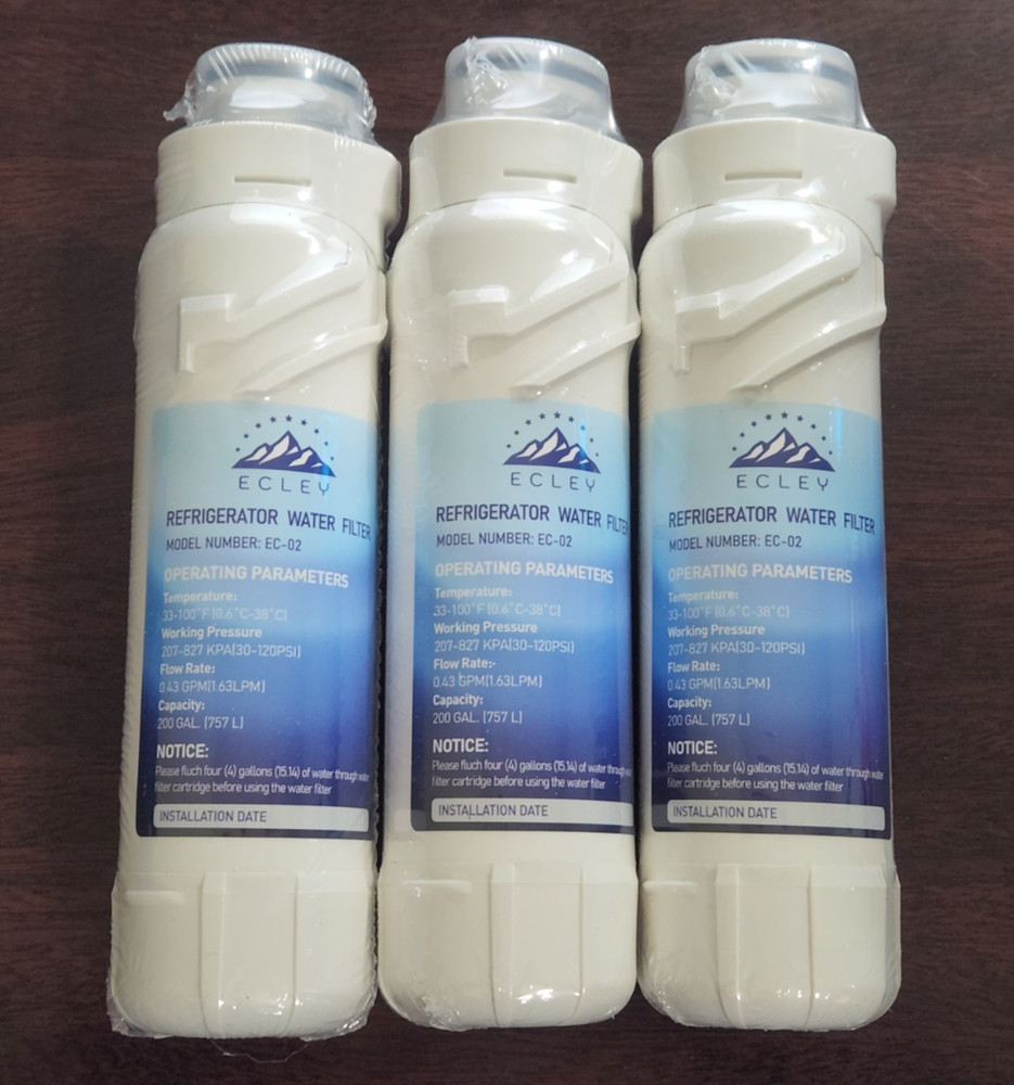 3-Pack ECLEY Refrigerator Water Filter EC-02 Filter 2 New Sealed
