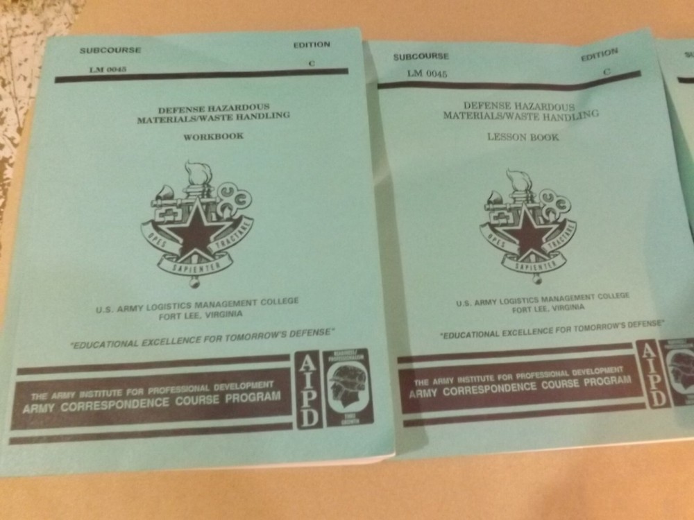 ARMY CORRESPONDENCE COURSE PROGRAM HAZARDOUS MATERIAL LOT OF 3