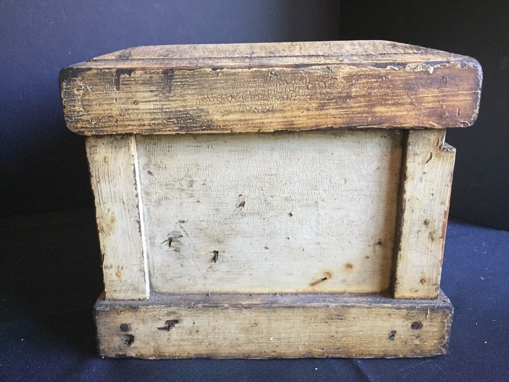 Antique Painted Wooden Chest Trunk Document Box