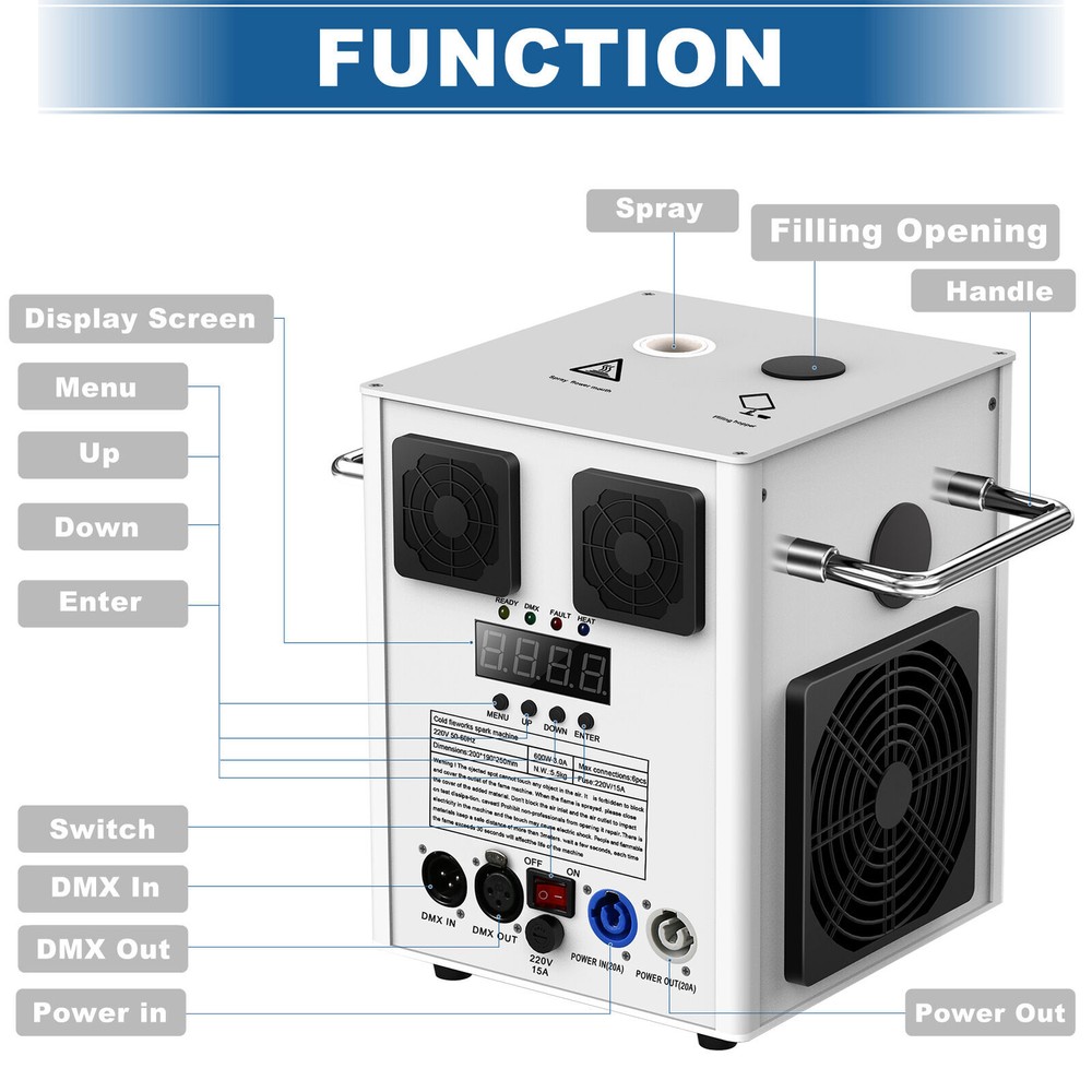 700W Cold Spark Machine DMX Stage Firework Machine & Flight Case For Wedding