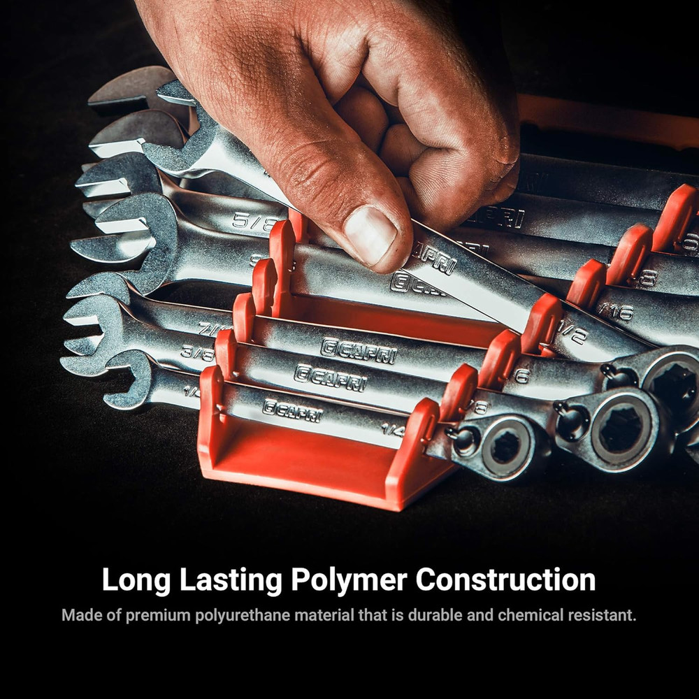 8-Slot Wrench Rack Organizer, Red