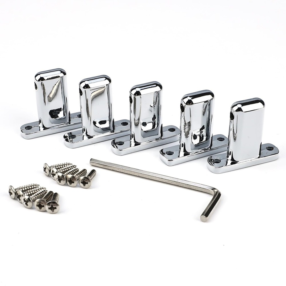 OVSAL 5 PCS Through-Body Guitar String Locking Nut 5 5 Piece, Chrome