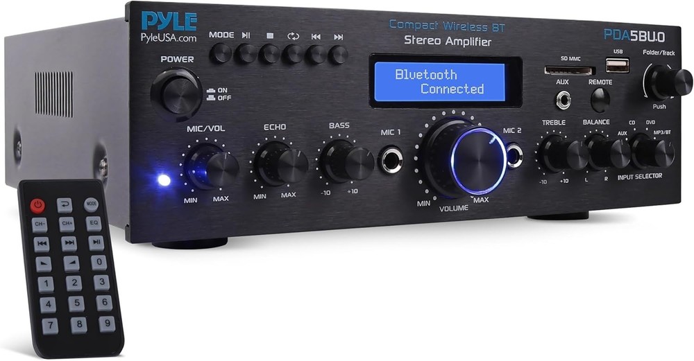 Pyle Compact Bluetooth Stereo Amplifier-Home Desktop Stereo Receiver System