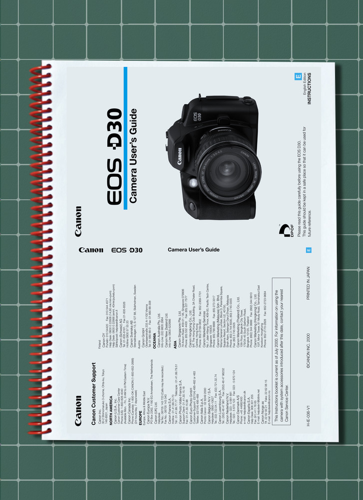 Canon EOS D30 — User Guide Manual Documentation — 150 Pages — USA Made