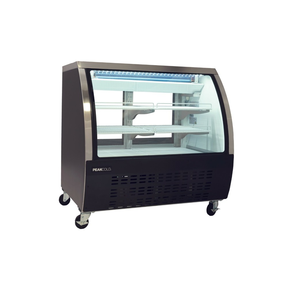 PEAKCOLD Small 48" Curved Glass Refrigerated Deli Display Case - Black