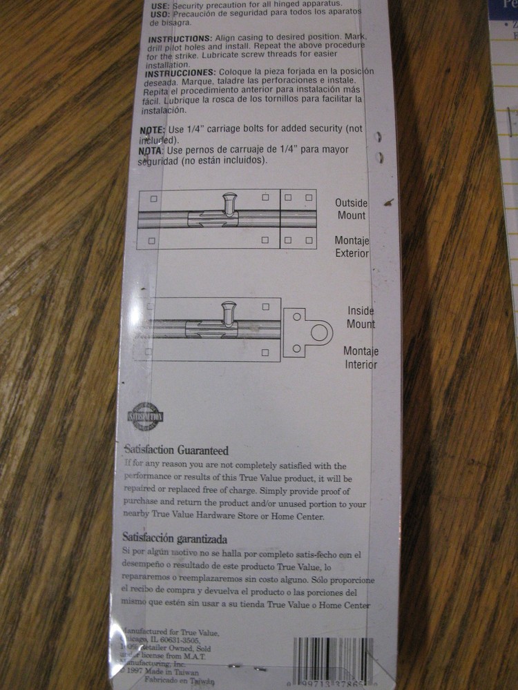 2 Pack Hardware Extra Heavy 5" Barrel Bolt.