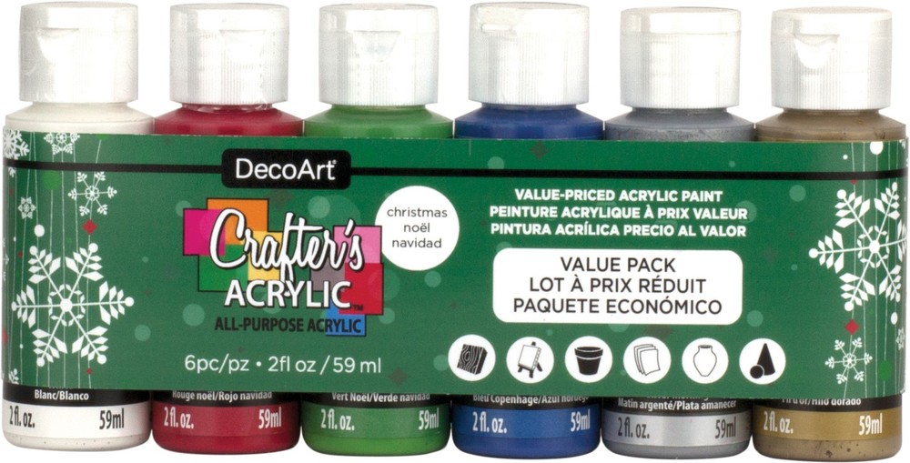 DecoArt Crafter's Acrylic Value Pack 6/Pkg-Christmas - 2 Pack