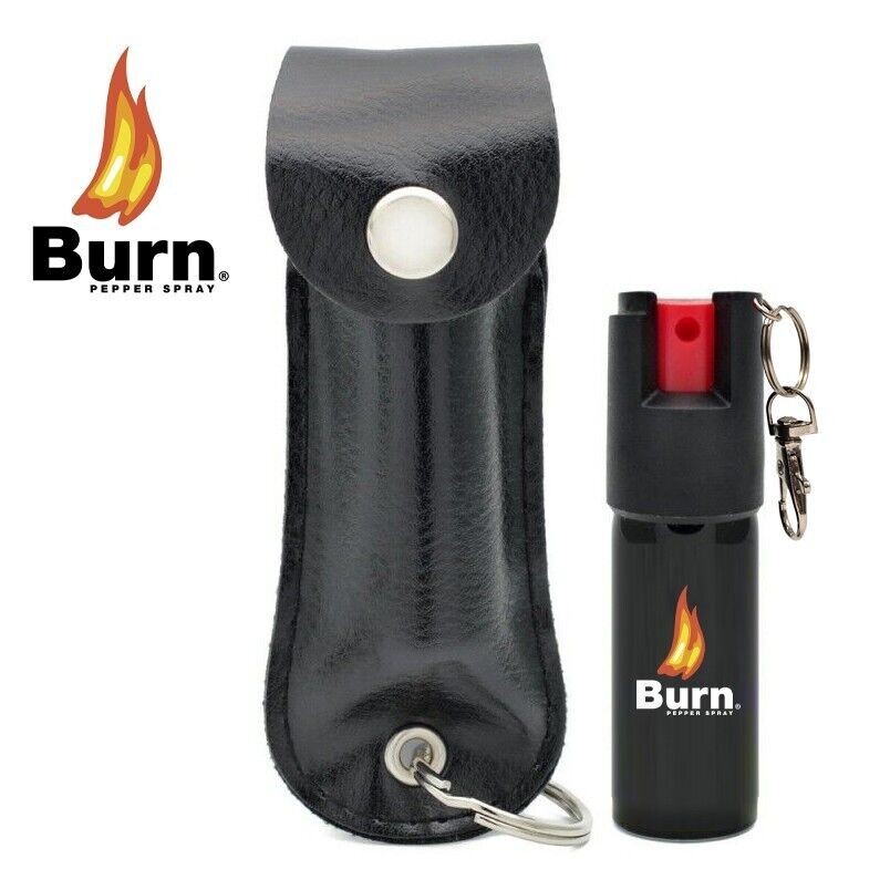 2 PACK BURN Pepper Spray 1/2oz Self Defense Keychain Security Case Black